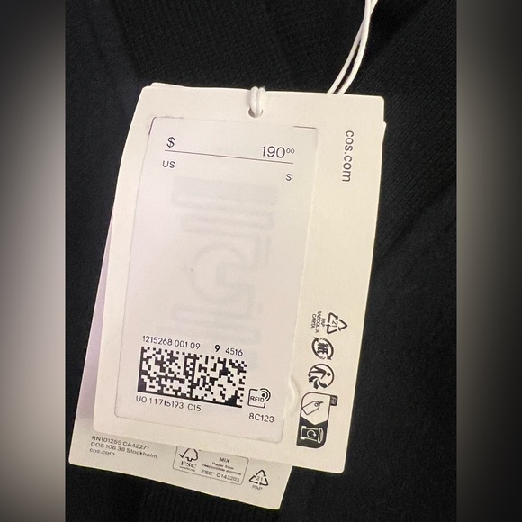 COS Colour-Block Panelled Wool Cardigan Dark Blue Black Size Small Mens New - Picture 10 of 16